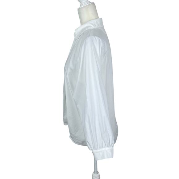Weill Paris Cotton Popover Top Button Back White Size S/M Classic Effortless - Picture 3 of 8